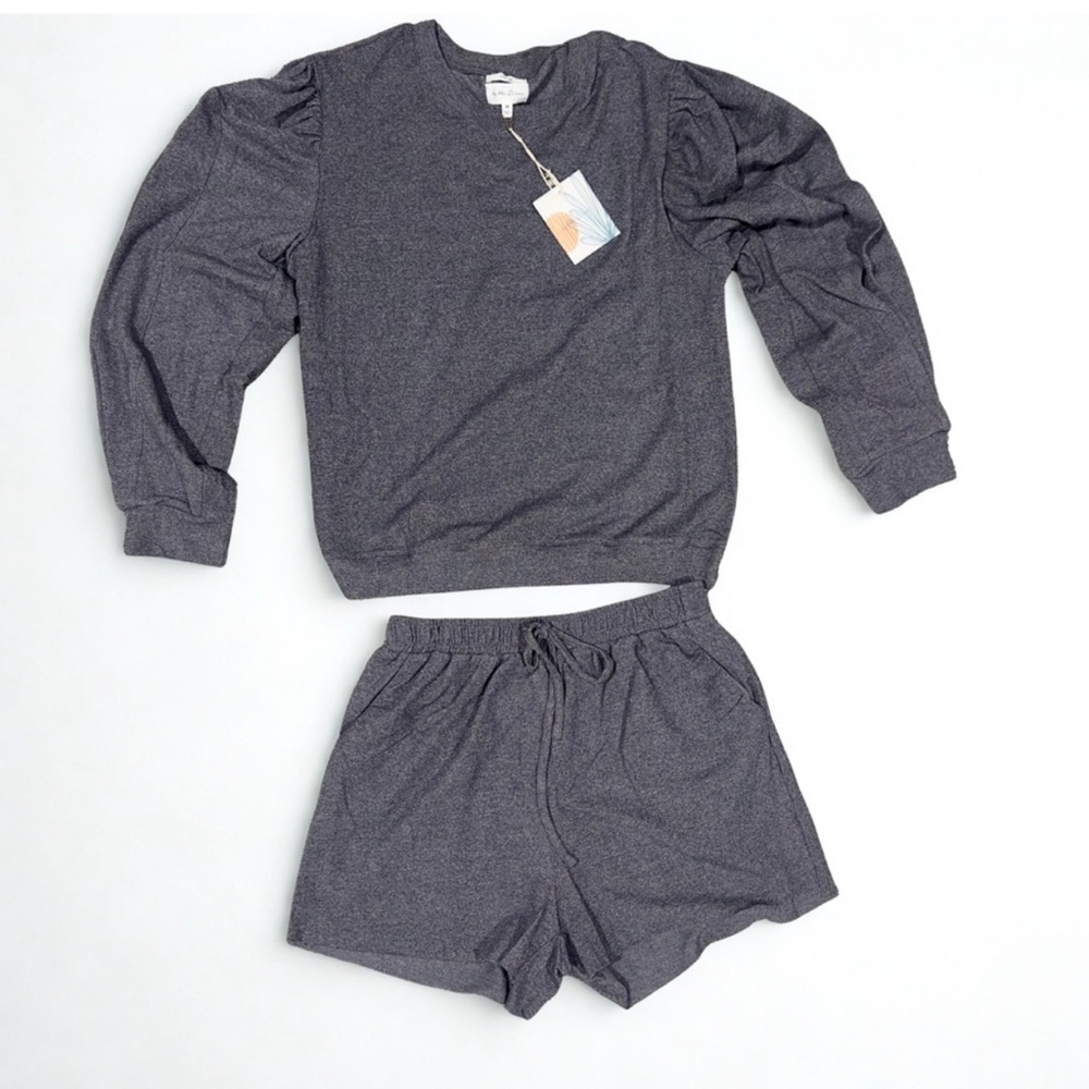 NWT Cozy Life by the River Gray Sweatshirt and short SET